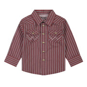 Wrangler Boy's Red Striped LS Snap 2381494.