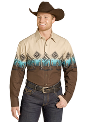 Panhandle Slim Men's Aztec Cactus Border Shirt SMN2S07680