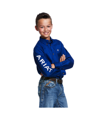 Ariat Boy's Royal Team Logo Twill Long Sleeve Shirt.