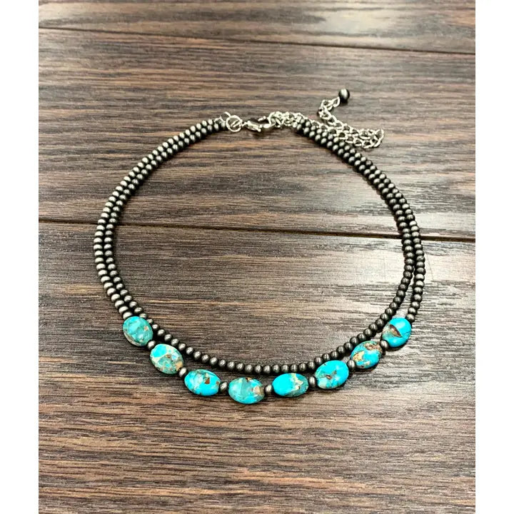 ISAC Trading 2-Strand Navajo Oval Gemstone Necklace