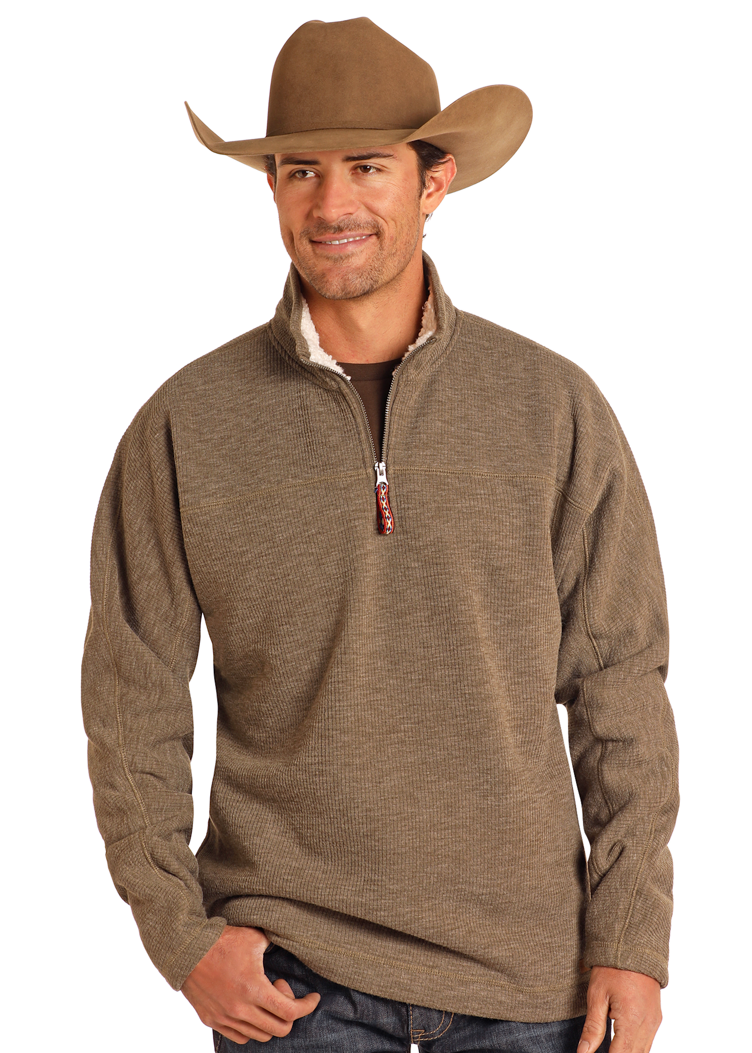 Powder River Men's 1/4 Zip Bonded Pullover.