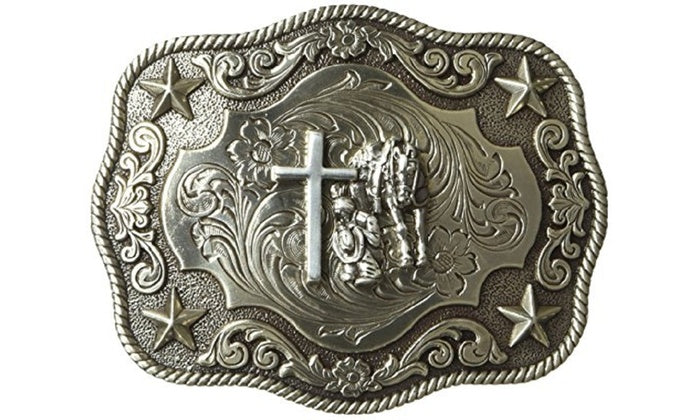 M&F Rope Edge Cowboy Prayer Buckle 3798659