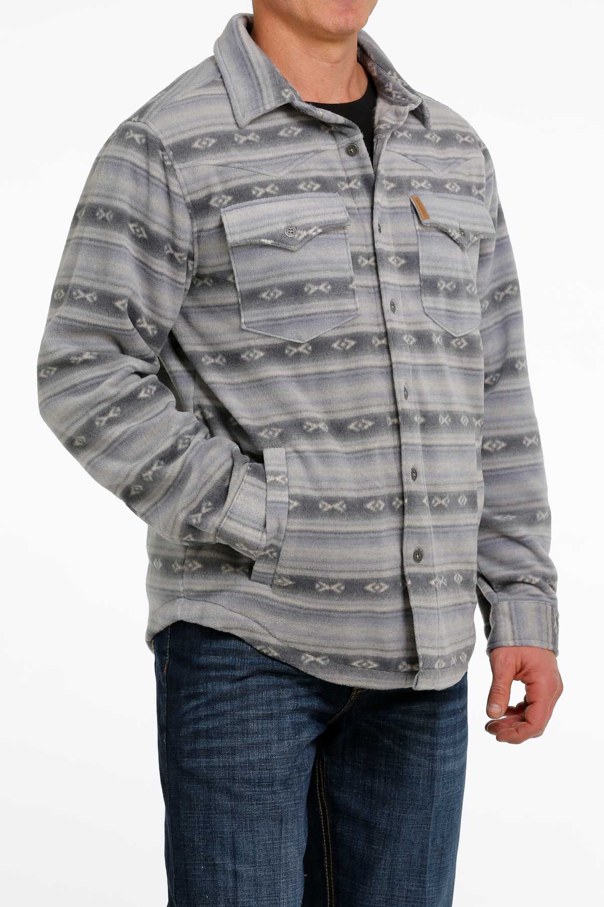 Cinch Men's Grey Striped Shirt Jacket MWJ1580001 C4