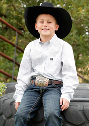 Cinch Boy's White Printed Long Sleeve Shirt MTW7060393