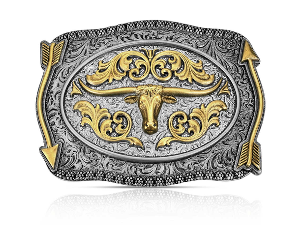 MONTANA POINTING WEST LONGHORN  BUCKLE A1099P.