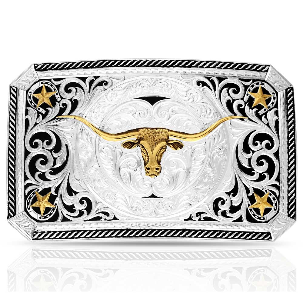 Montana Silversmiths Longhorn Cattle Drive Western Buckle