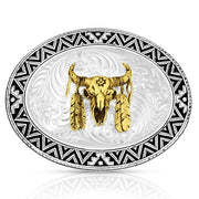 Montana Silversmiths Dancing Compass Buckle with Buffalo Skull 56910-447