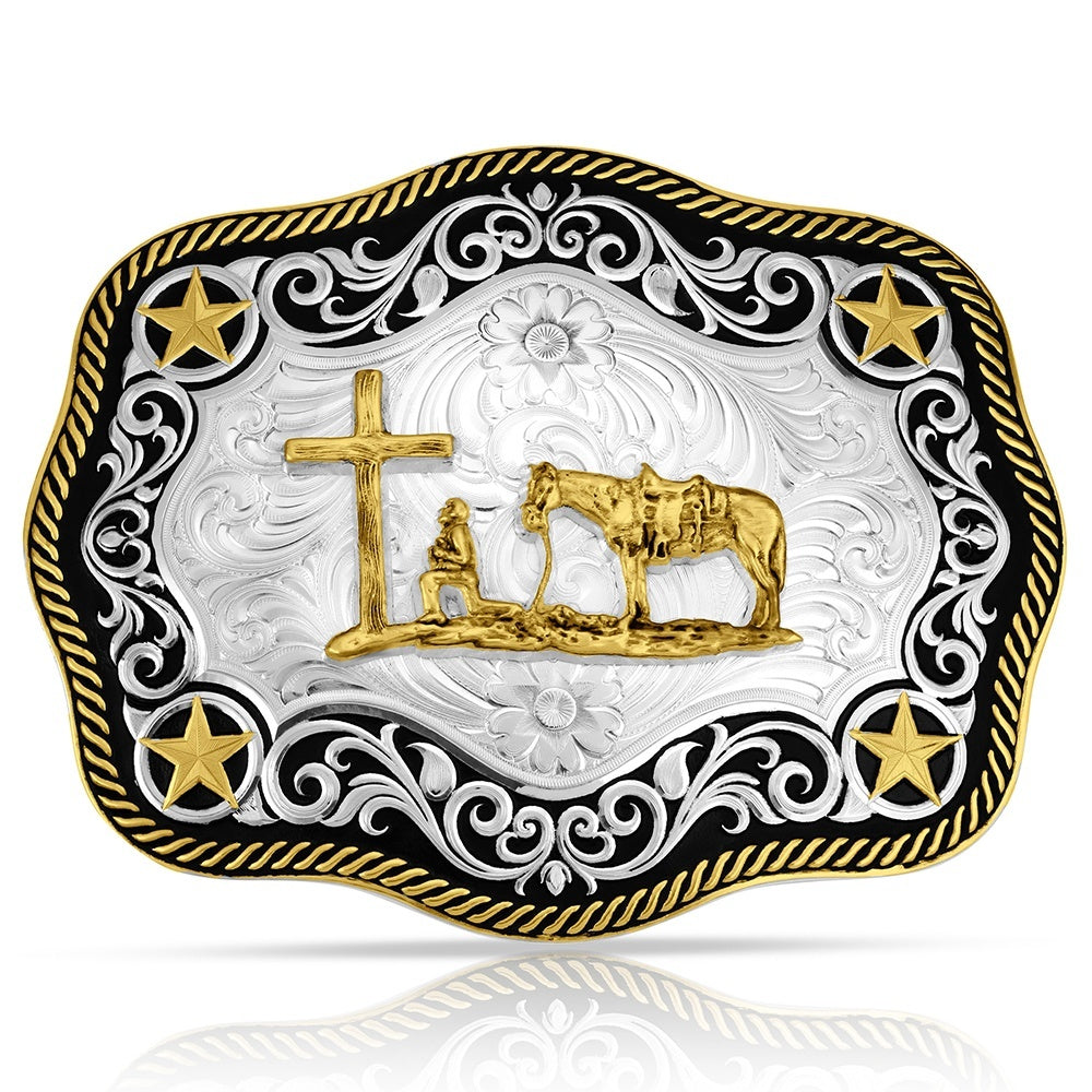 Montana Silversmiths Four Star Buckle with Christian Cowboy 57610-731
