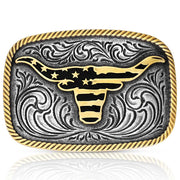 Montana Silversmiths Western Patriotic Longhorn Attitude Buckle A1054P
