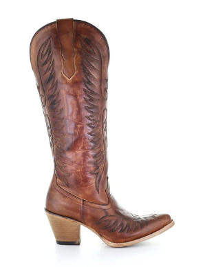 Corral Ladies Cognac Embroidery Western Boot.
