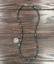 Isac 6mm Polished Navajo Pearls Turquoise Necklace 738050