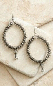Silver Disc Bead Teardrop Earrings.