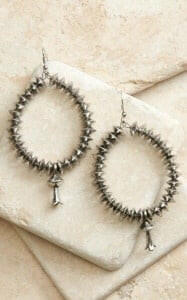 Silver Disc Bead Teardrop Earrings.
