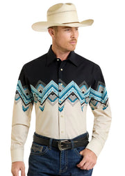 Panhandle Men's Aztec Border Print Snap Front Shirt