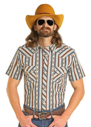 Rock & Roll Denim Men's Dale Brisby Slim Fit Aztec Striped Snap Front Shirt BMN3S08306