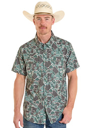 Rock & Roll Denim Men's Green Camo Tek Western Snap Front Shirt BMN3S08395