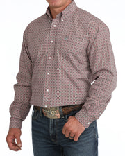 Cinch Men's Burgundy Print LS MTW1106140.
