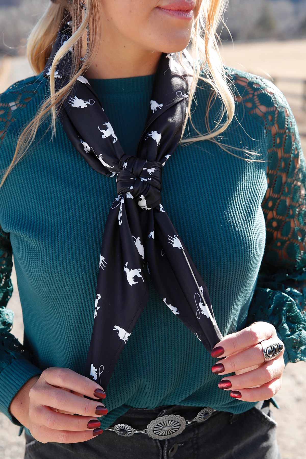 Cruel Girl Women's Black Horse Print Wild Rag CXX7207030