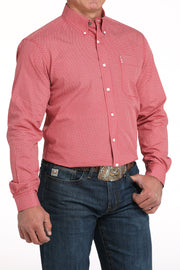 Cinch Men's Red Printed Modern Long Sleeve Shirt MTW1347143