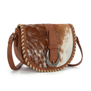 Trinity Ranch Brown Western Hair-On Cowhide Saddle Crossbody TR204-8360BR.