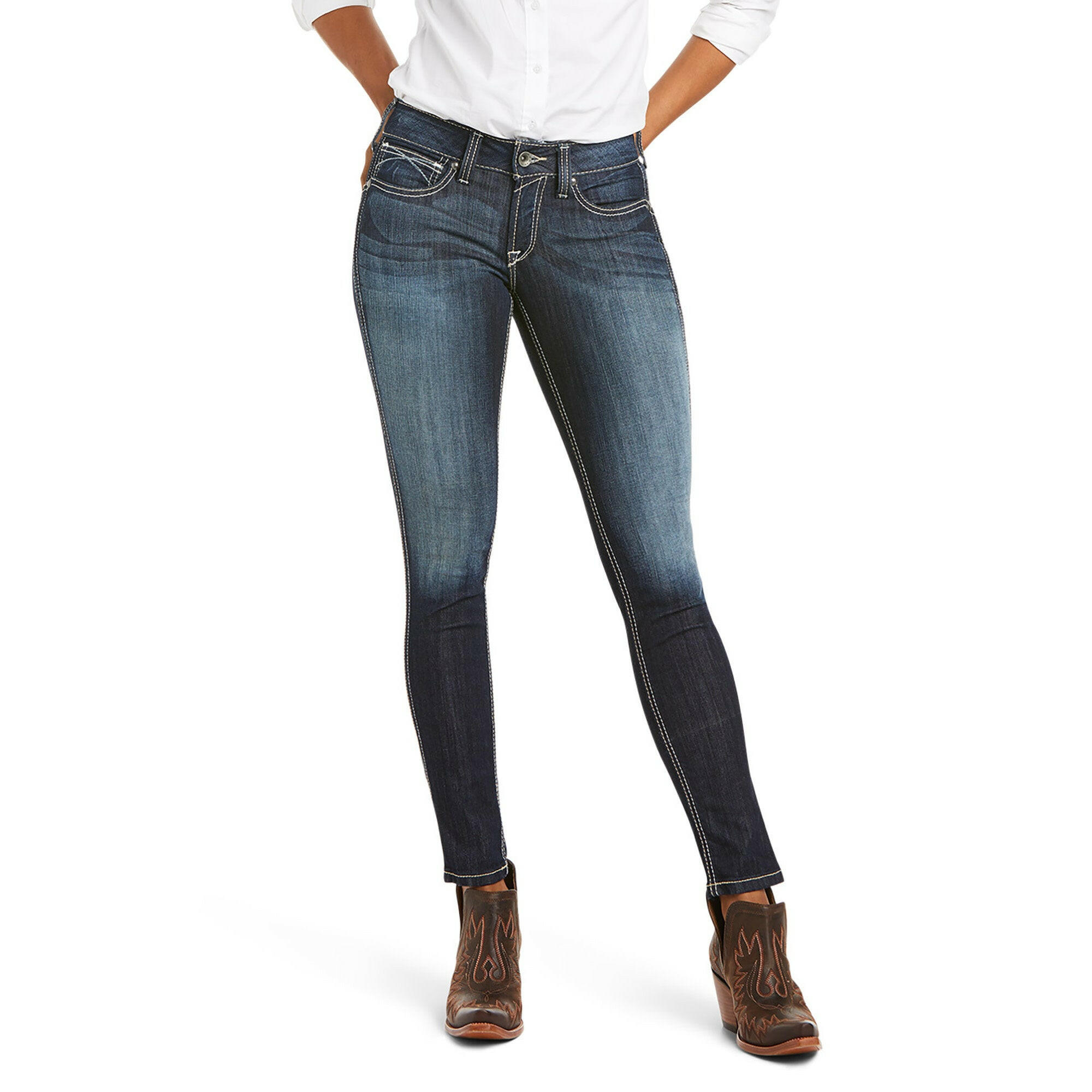 Ariat Ladies R.E.A.L. Mid Rise Stretch Outseam Ella Skinny Jean C3.
