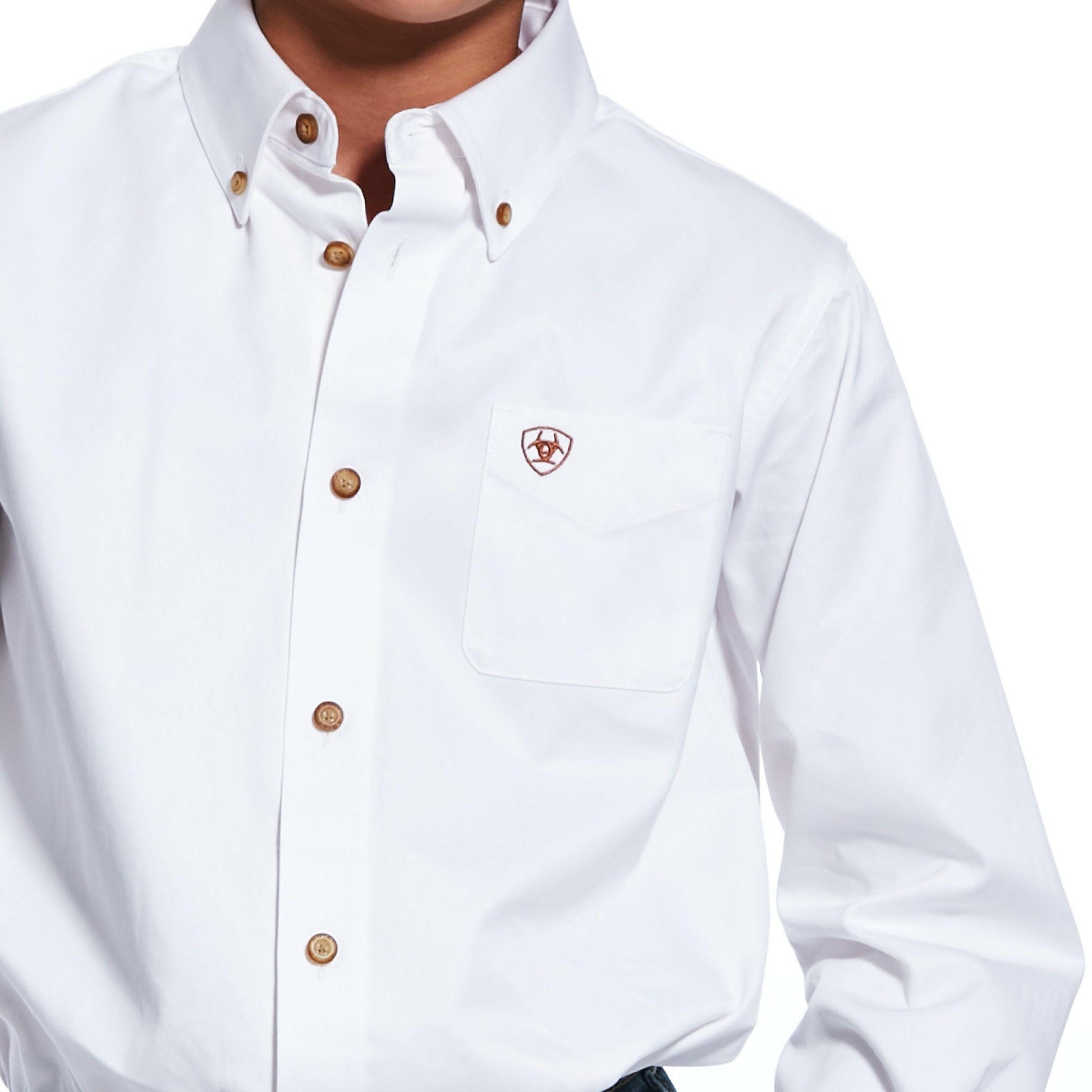 Ariat Boy's Solid Twill Classic Fit Button Down Shirt.