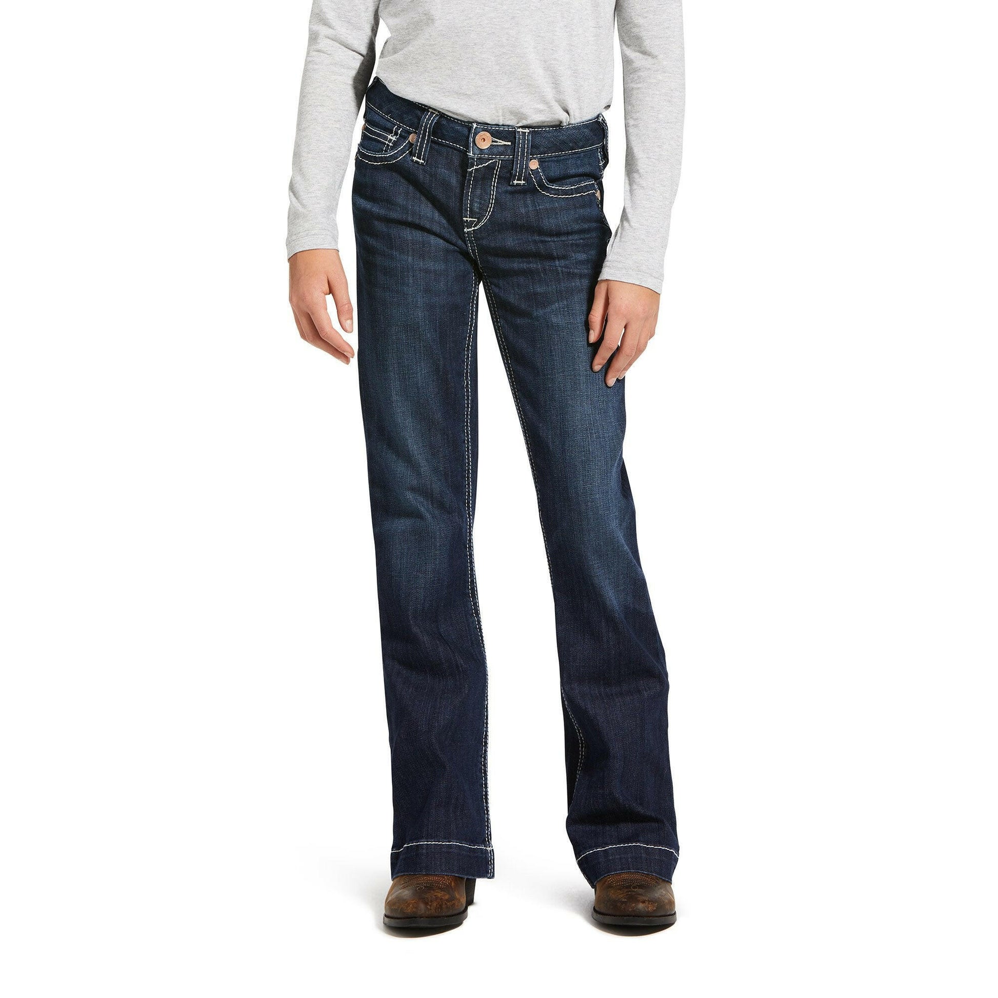 Ariat Girl's Trouser Mid Rise Stretch Ella Wide Leg Jean.