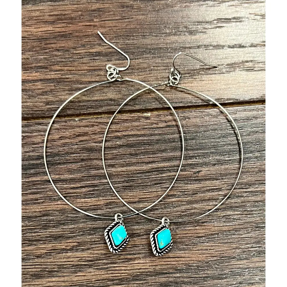 Isac Diamond-Cut Turquoise Hoop Earrings 723843