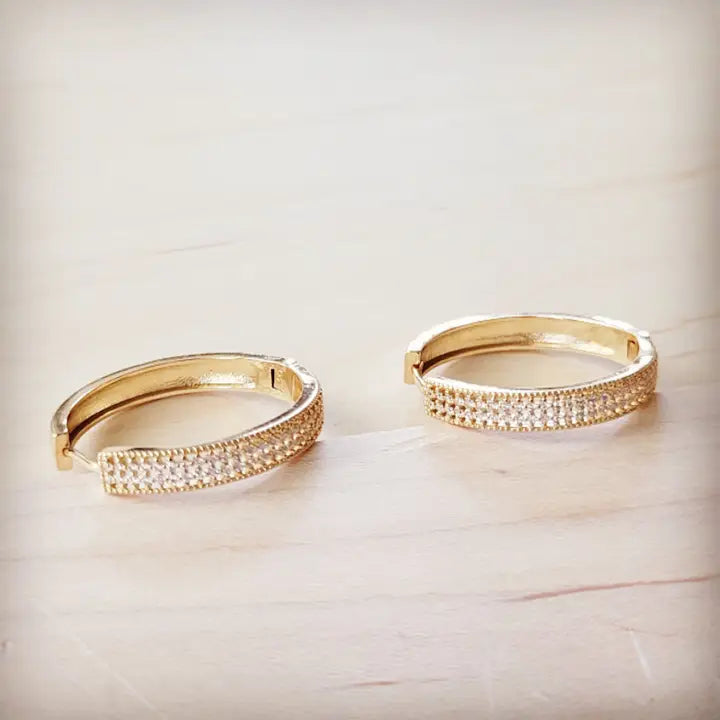 The Jewelry Junkie Indulgent Pave Gold Hoop Earrings 219CM