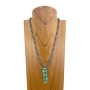 Western Elite Navajo Pearl Necklace with Green Stone Pendant NKY241126-03