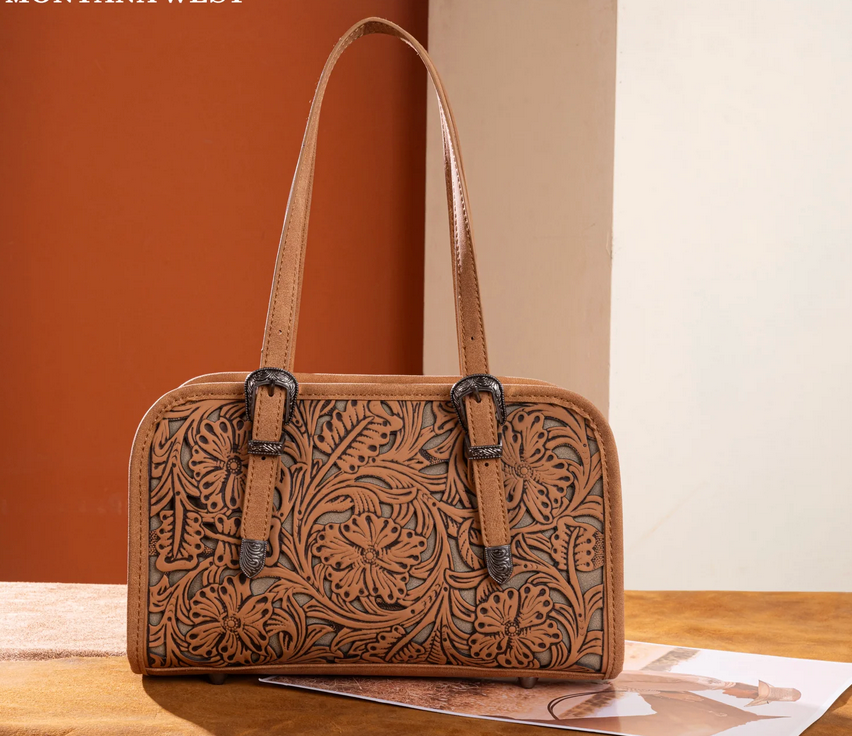 Montana West Mini Tooled Satchel Bag MW1345-8802LBR