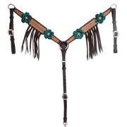 Circle Y Vintage Turquoise Flowers Breastcollar 1012-20-SV