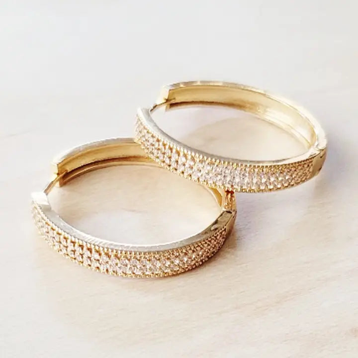 The Jewelry Junkie Indulgent Pave Gold Hoop Earrings 219CM