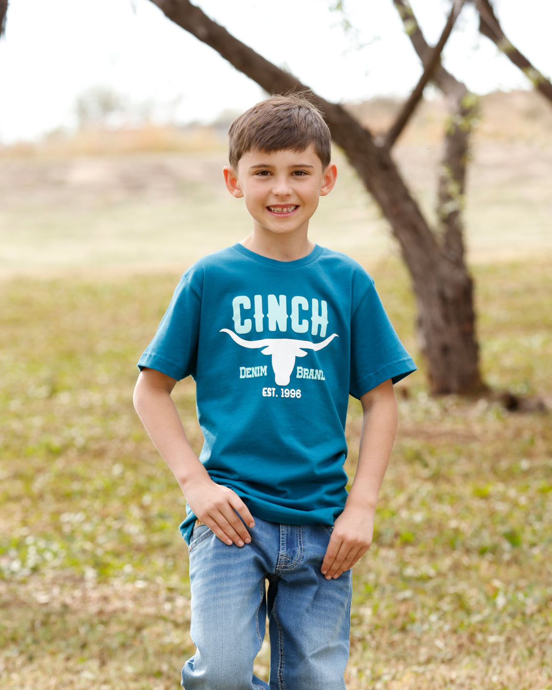 Cinch Boy's SS Blue Long Horn T-Shirt MTT7670189.
