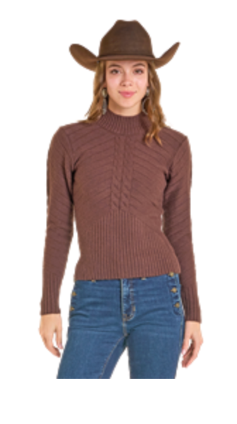 Rock & Roll Cowgirl Cable Knit Sweater BW32T06979