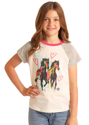 Rock & Roll Girl's Hors Print T-Shirt BG21T06109