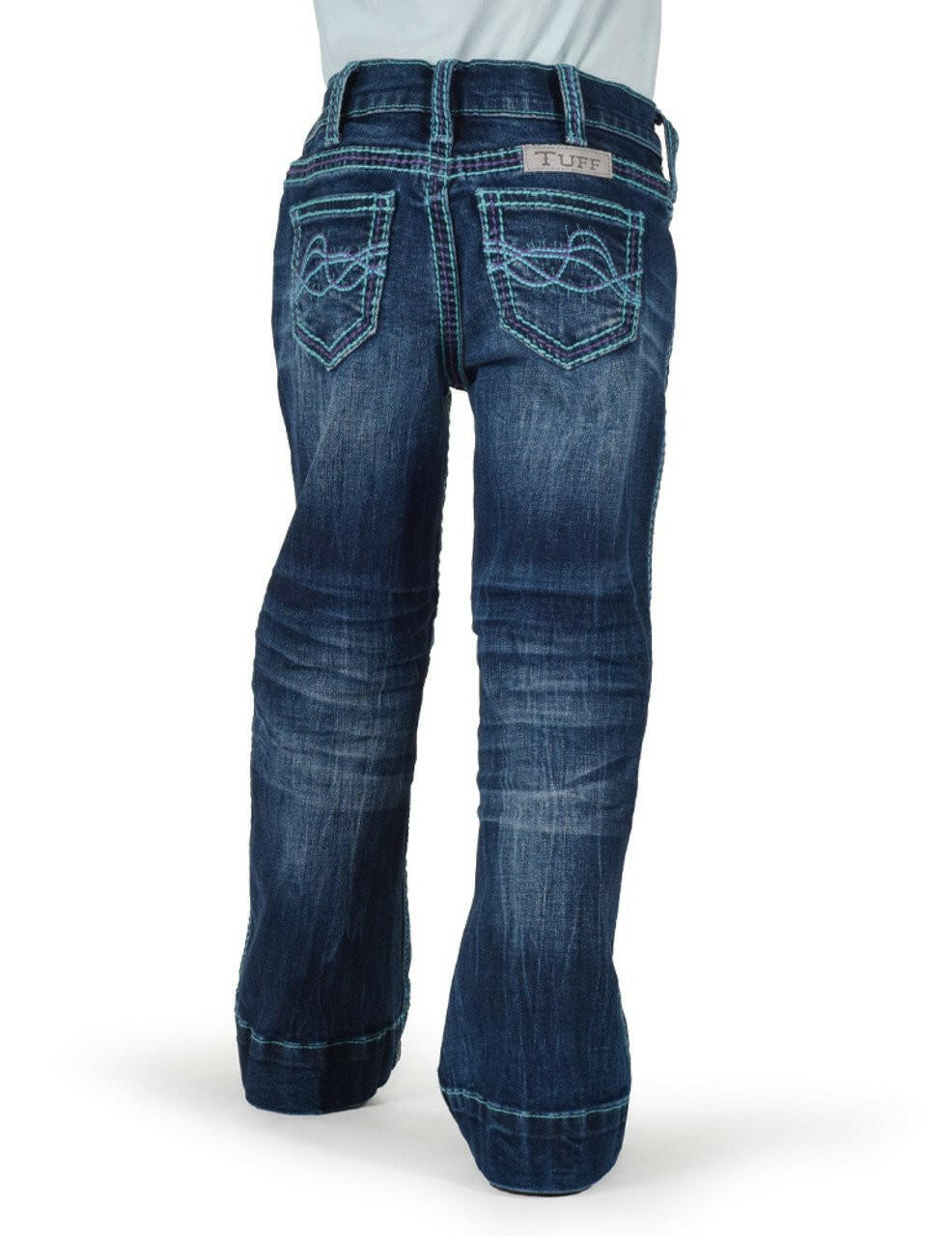 Cowgirl Tuff Girl's Turquoise Hurricane Trouser Jeans.