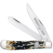 Whiskey Bent Carved Burnt Bone Trapper Knife WB16-16
