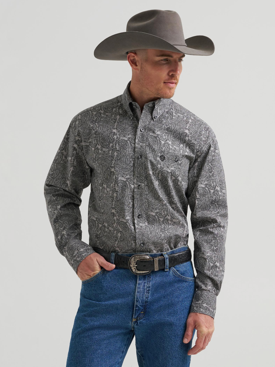Wrangler Mns George Strait LS Gry/Blk 2385358.