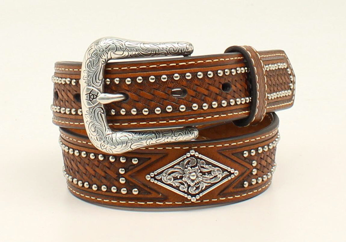 Ariat Boy's Dark Tan Basketweave Western Belt A1300808