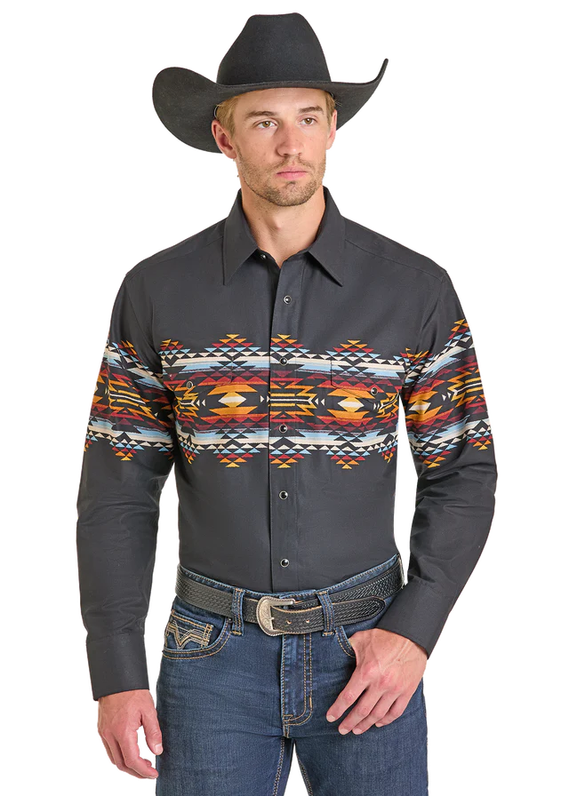 Panhandle Slim Men's Aztec Border Print Snap Front Shirt