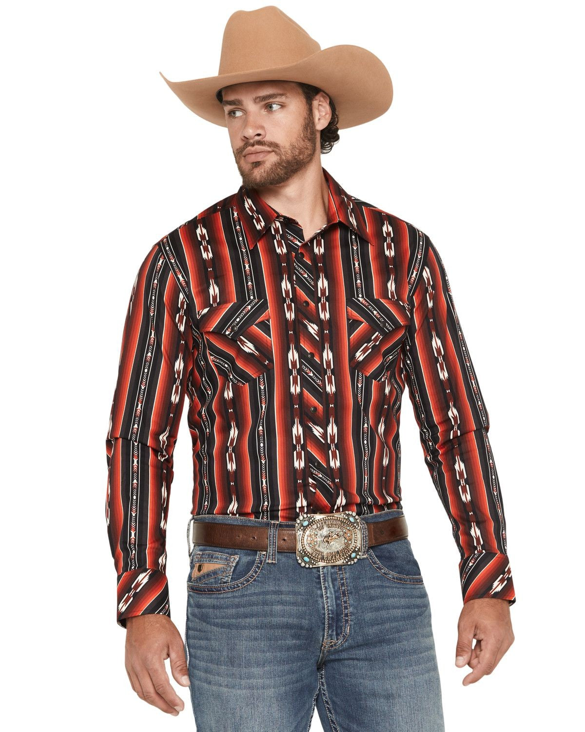 Rock & Roll Men's Burgundy Stripe Shirt BMN2S07656