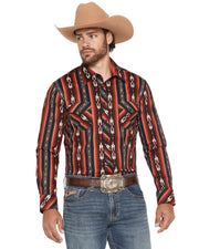 Rock & Roll Men's Burgundy Stripe Shirt BMN2S07656