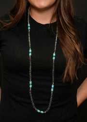 West & Co. Silver and Turquoise Beaded Necklace.