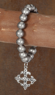 West & Co Burnished Silver Bracelet with Cross Pendant BR287CR