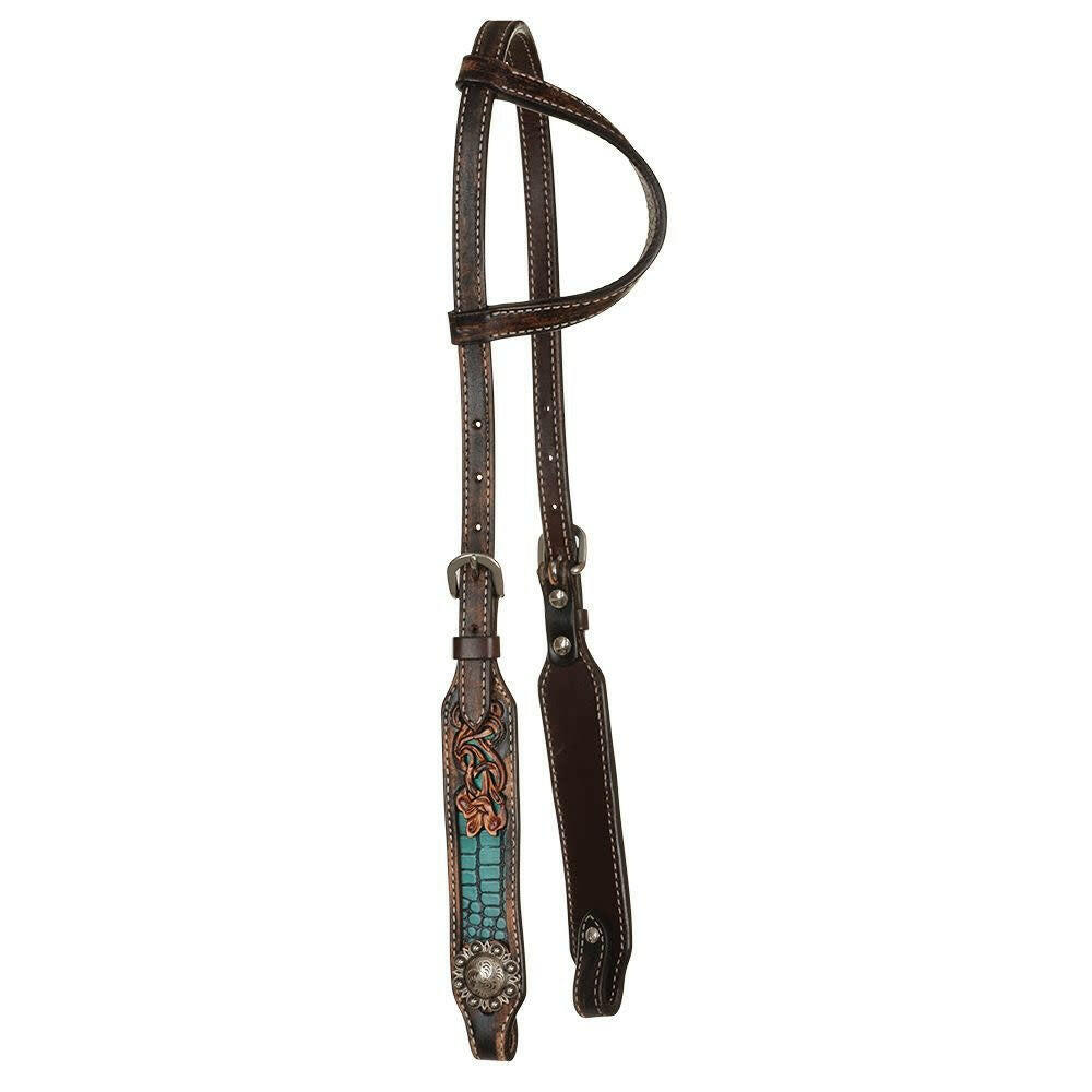 Reinsman Turq Gator Open Ear Filigree Headstall X0206-T00V.