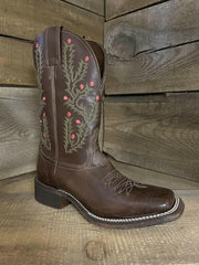 Nocona Ladies Brown Floral Western Boot.