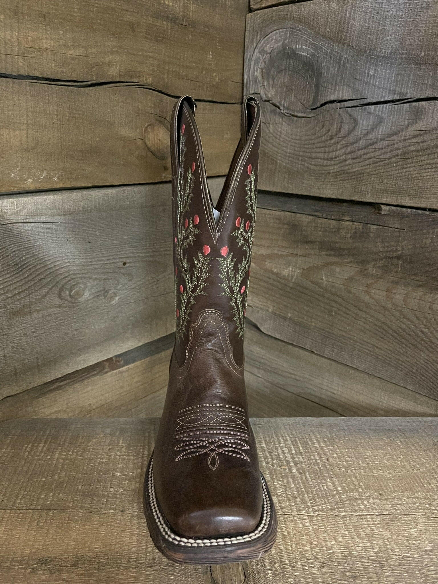 Nocona Ladies Brown Floral Western Boot.
