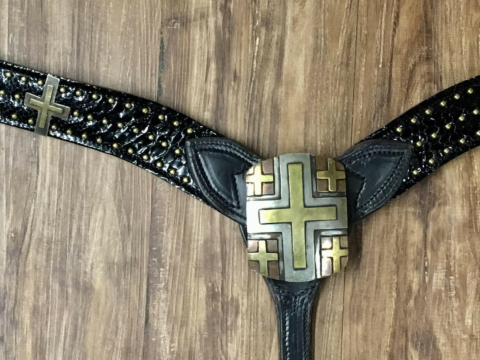Black Snake Print with Crosses Breastcollar.