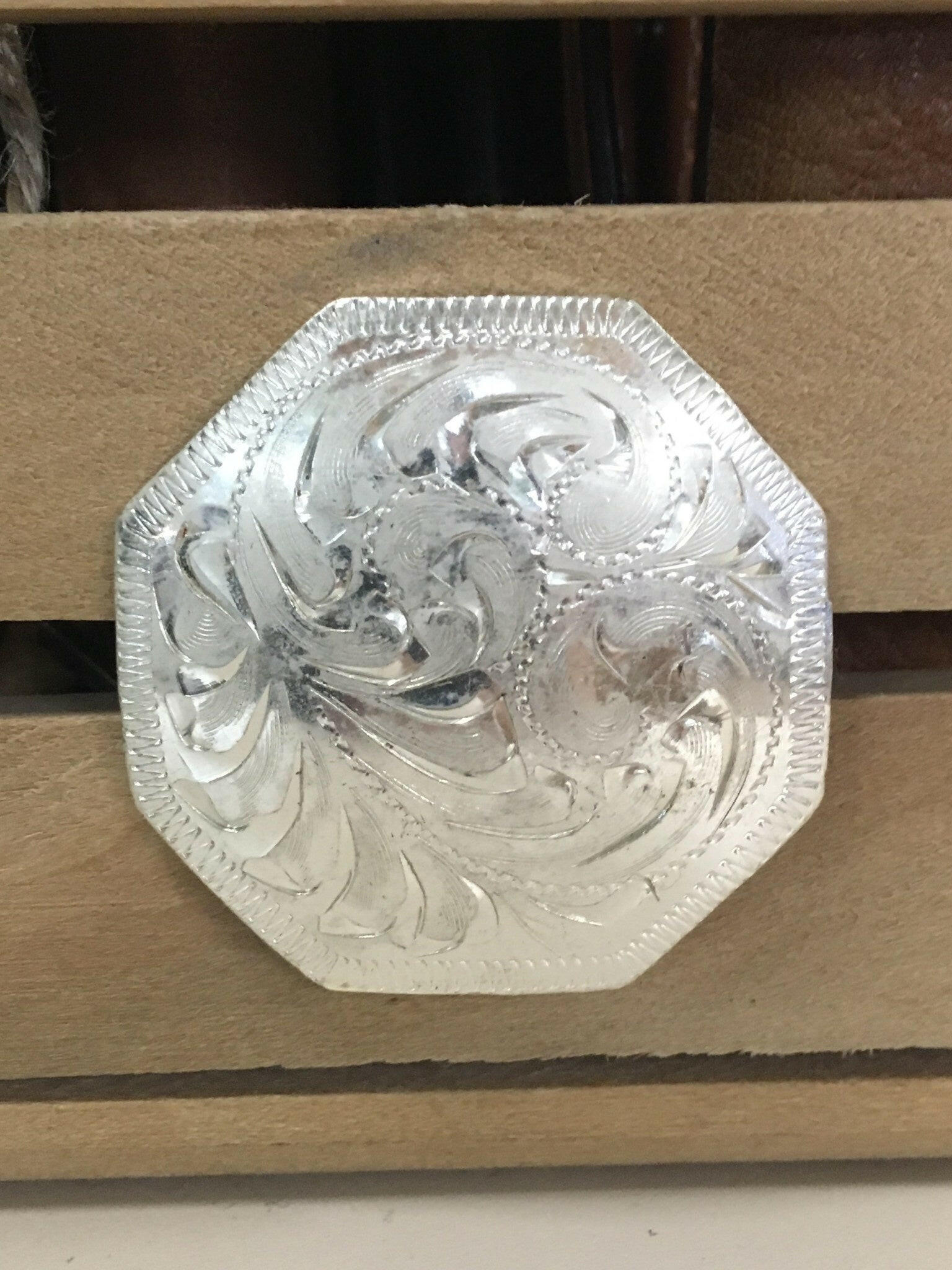 Large Silver Octagon Screw Concho.
